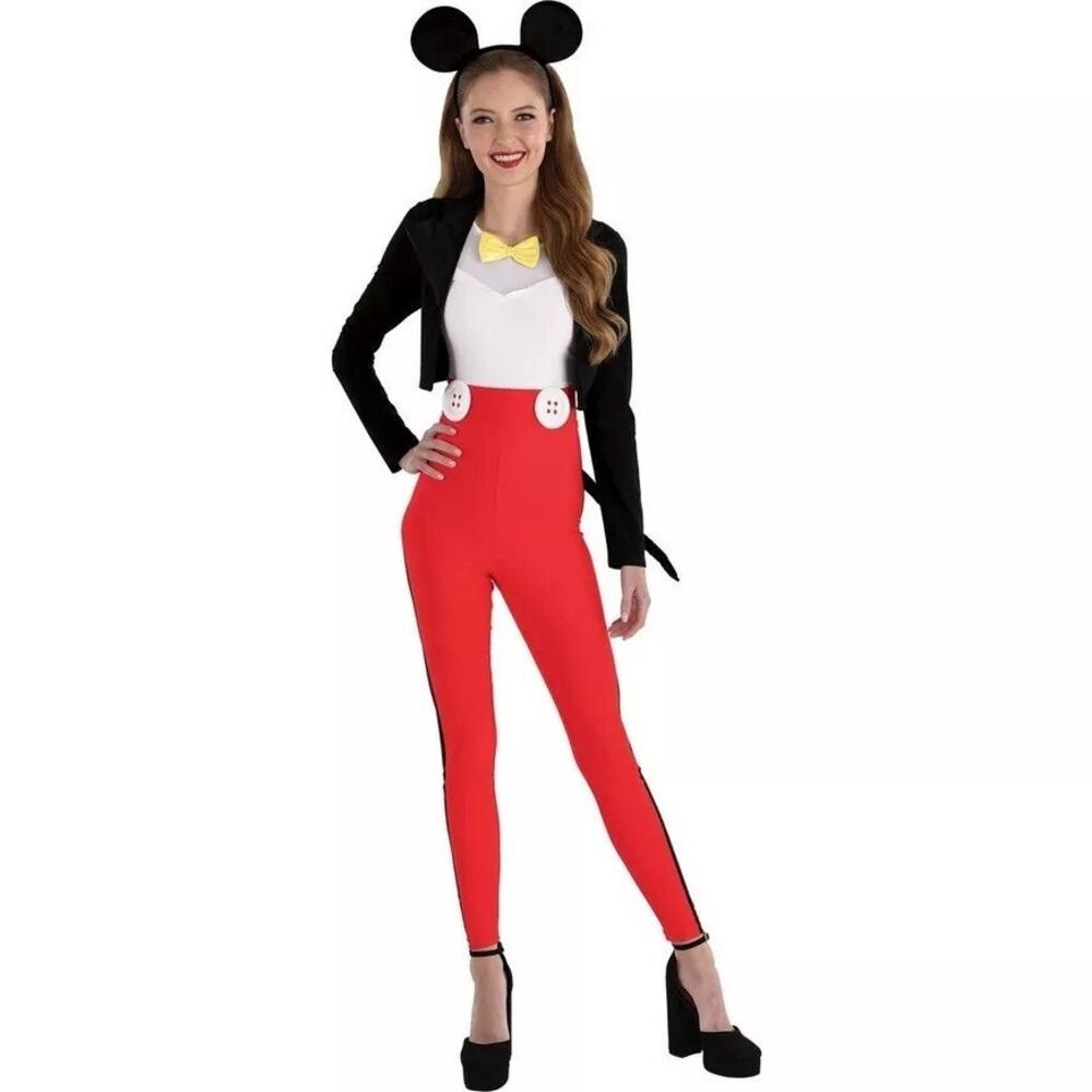 Womens Mickey Mouse Costume Cute Minnie Sexy Catsuit Jacket Pants Disney SZ XL